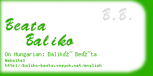 beata baliko business card